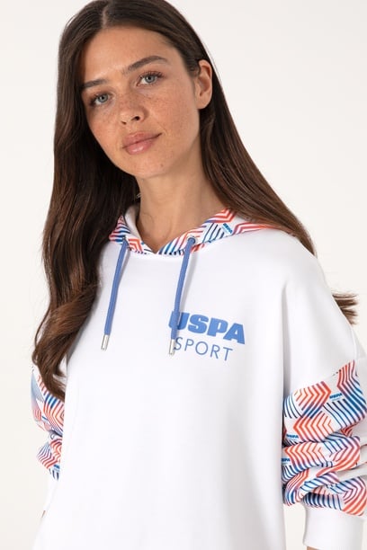 Kadın Beyaz Modal Karışımlı Kapüşonlu Sweatshırt