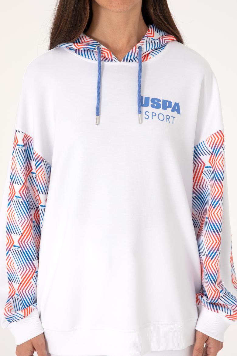 Kadın Beyaz Modal Karışımlı Kapüşonlu Sweatshırt - 50300694004