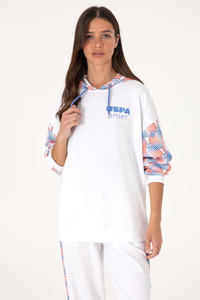 Kadın Beyaz Modal Karışımlı Kapüşonlu Sweatshırt