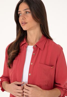 Kadın Vişne Uzun Kollu Tunik Gömlek - 50307672018