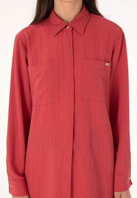 Kadın Vişne Uzun Kollu Tunik Gömlek - 50307672018