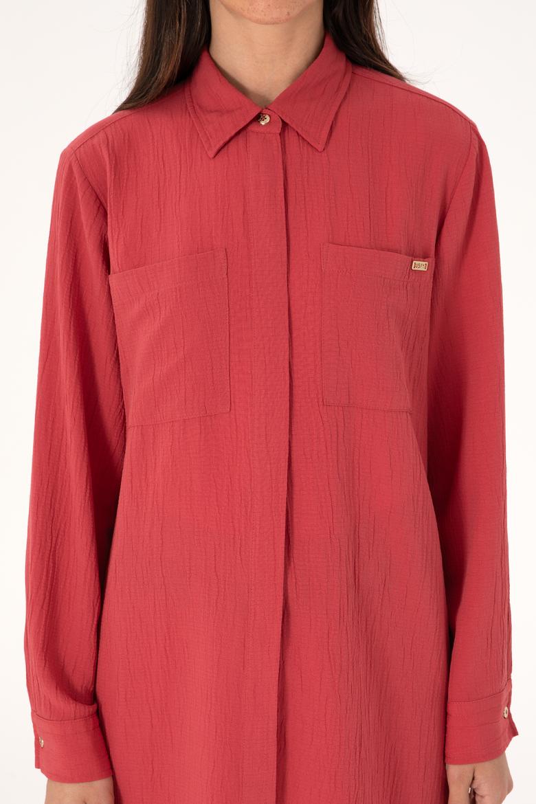 Kadın Vişne Uzun Kollu Tunik Gömlek - 50307672018