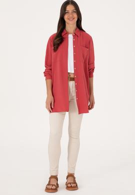 Kadın Vişne Uzun Kollu Tunik Gömlek - 50307672018