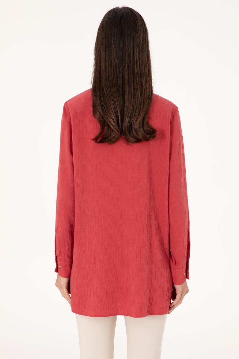 Kadın Vişne Uzun Kollu Tunik Gömlek - 50307672018