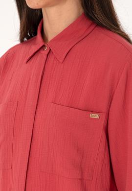 Kadın Vişne Uzun Kollu Tunik Gömlek - 50307672018