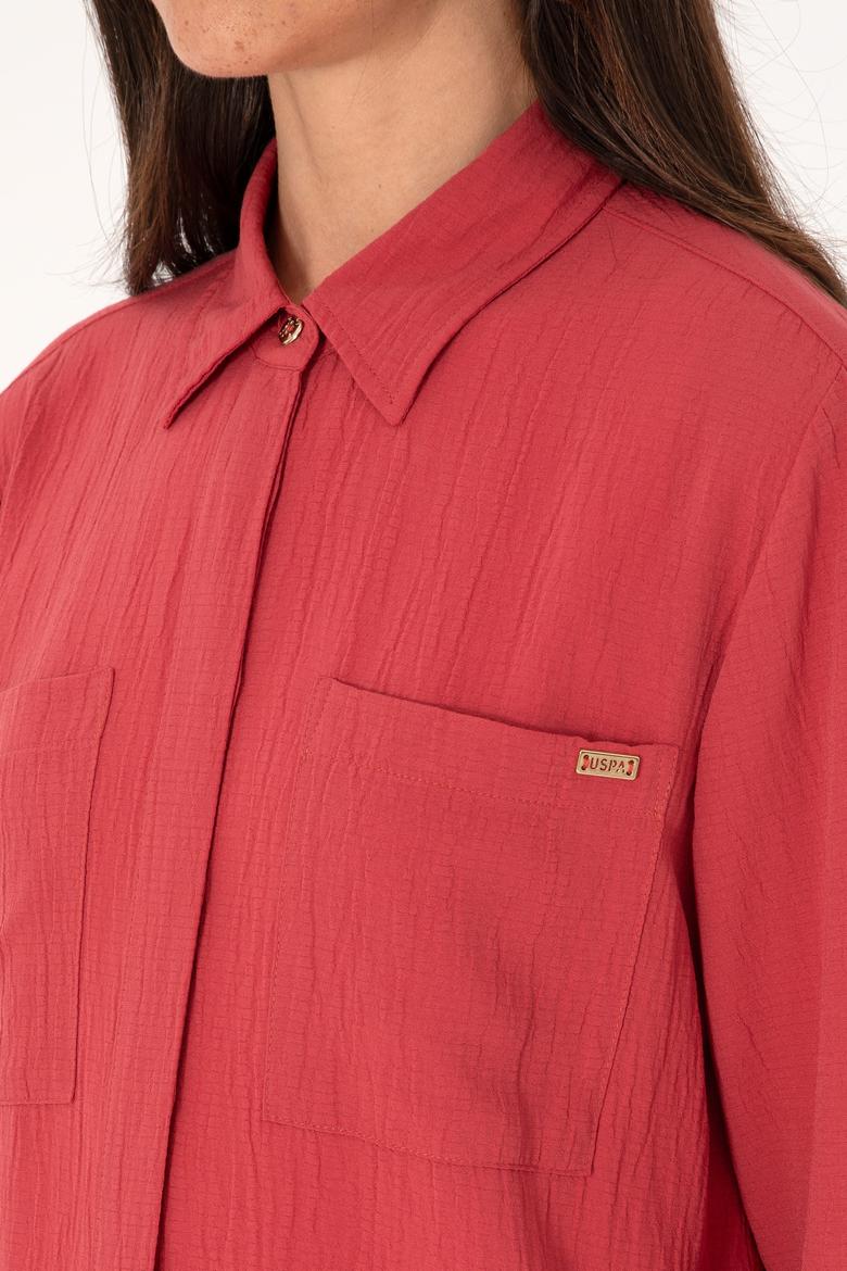 Kadın Vişne Uzun Kollu Tunik Gömlek - 50307672018