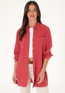 Kadın Vişne Uzun Kollu Tunik Gömlek - 50307672018