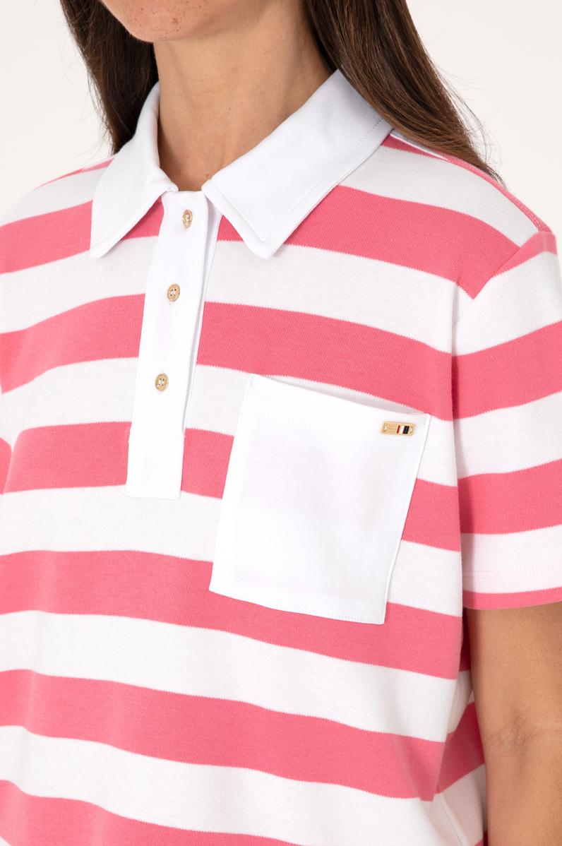 Kadın Pembe Cepli Polo Yaka Tişört