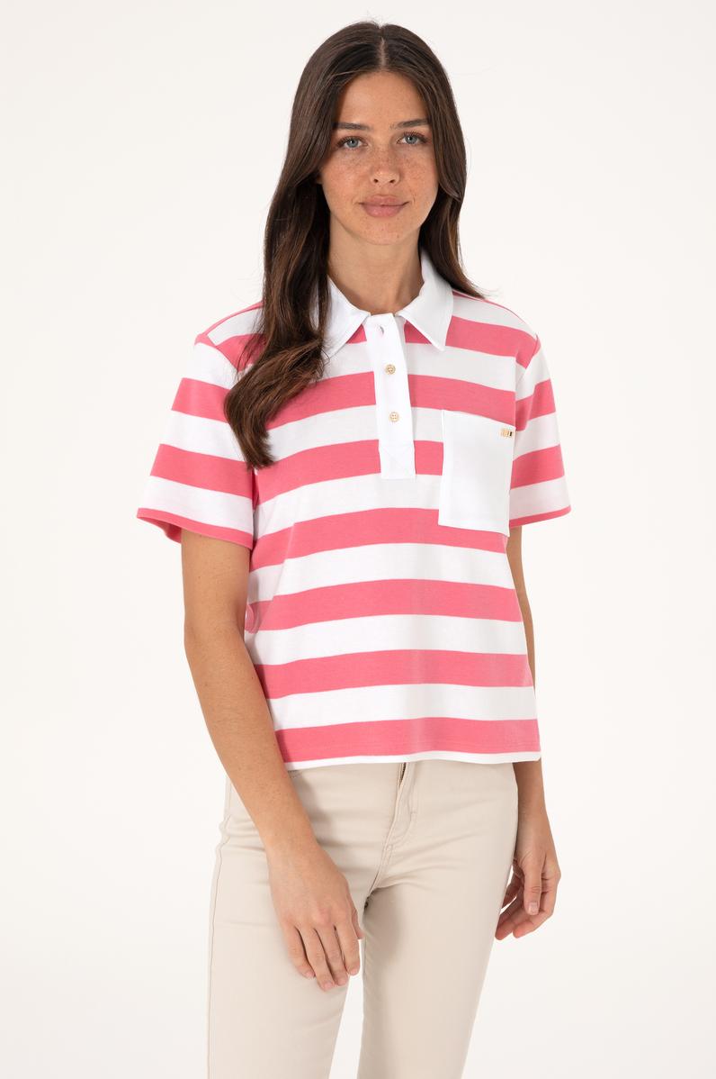 Kadın Pembe Cepli Polo Yaka Tişört