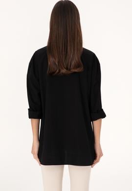 Kadın Siyah Uzun Kollu Gömlek - 50307666021