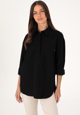 Kadın Siyah Uzun Kollu Gömlek - 50307666021