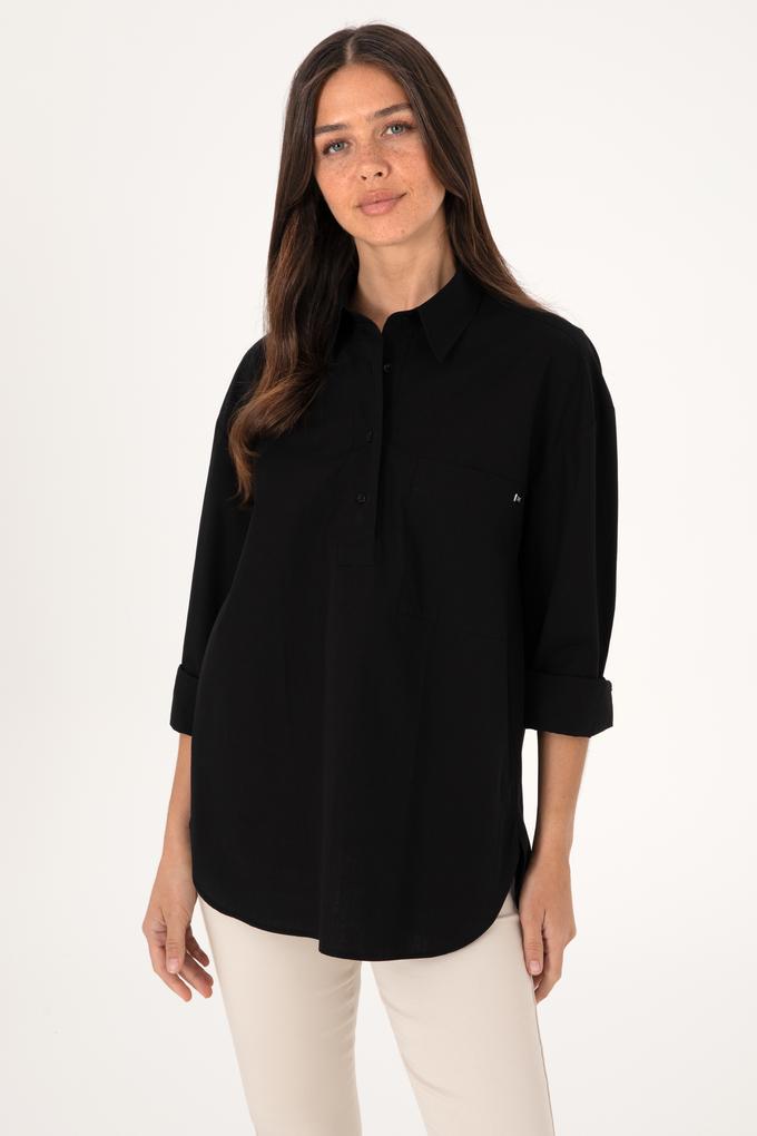 Kadın Siyah Uzun Kollu Gömlek