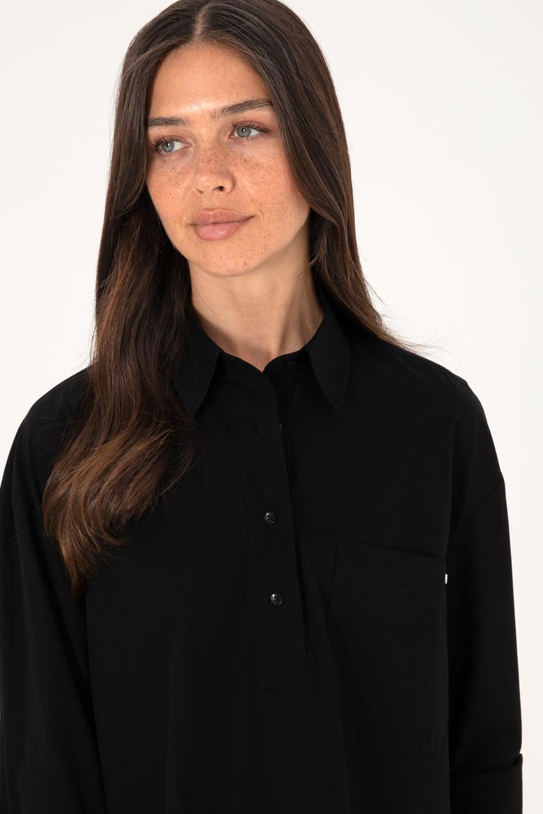 Kadın Siyah Uzun Kollu Gömlek - 50307666021