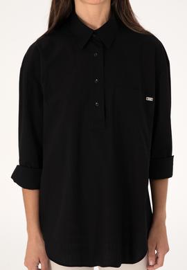 Kadın Siyah Uzun Kollu Gömlek - 50307666021