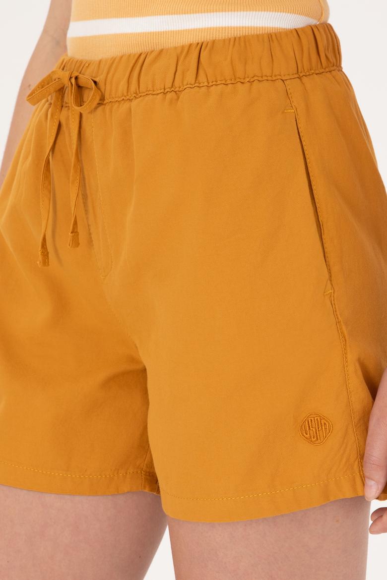 Kadın Hardal Dokuma Şort - 50300653029