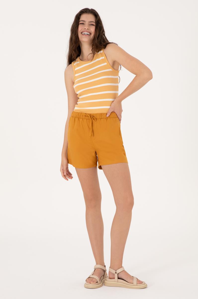 Kadın Hardal Dokuma Şort