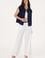 Kadın Beyaz Çizgili Loose Fit Kanvas Pantolon