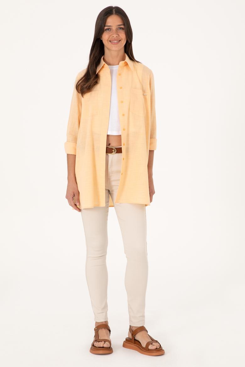 Kadın Turuncu Uzun Kollu Tunik Gömlek - 50306406019