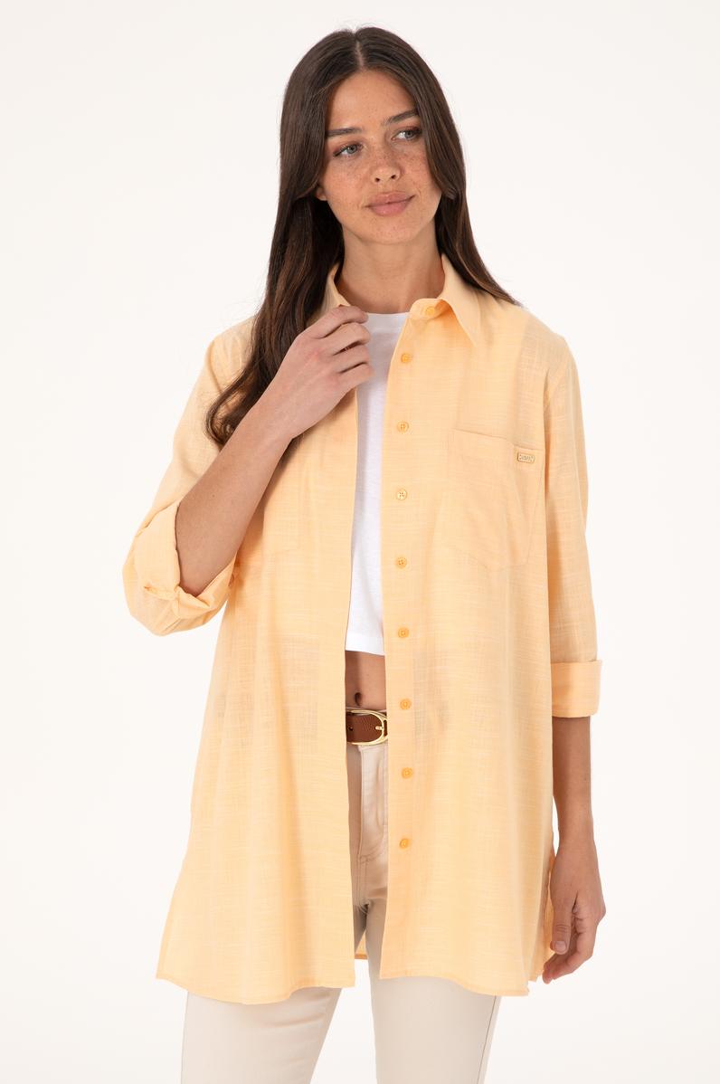 Kadın Turuncu Uzun Kollu Tunik Gömlek