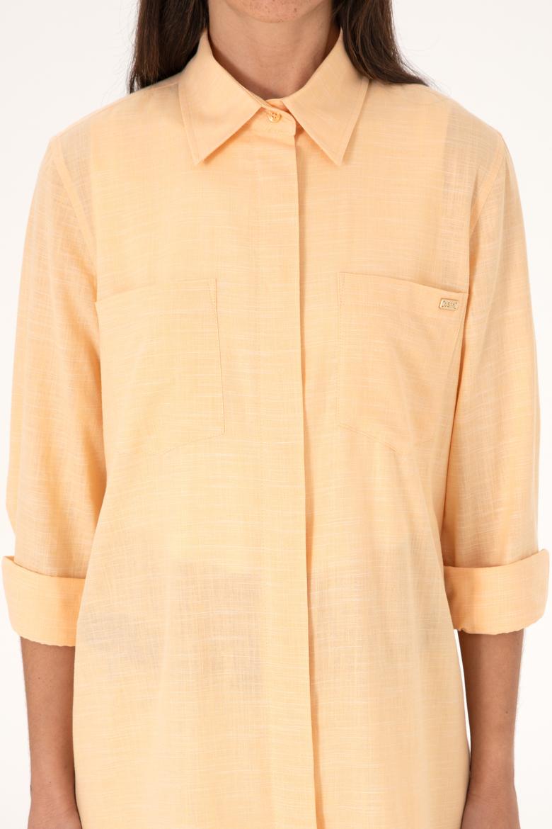 Kadın Turuncu Uzun Kollu Tunik Gömlek - 50306406019