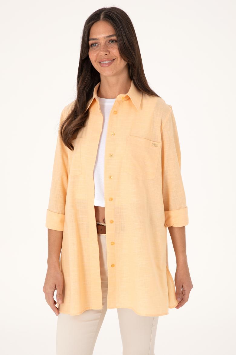 Kadın Turuncu Uzun Kollu Tunik Gömlek - 50306406019