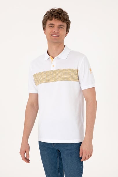 Erkek Regular Fit Polo Yaka Beyaz Tişört