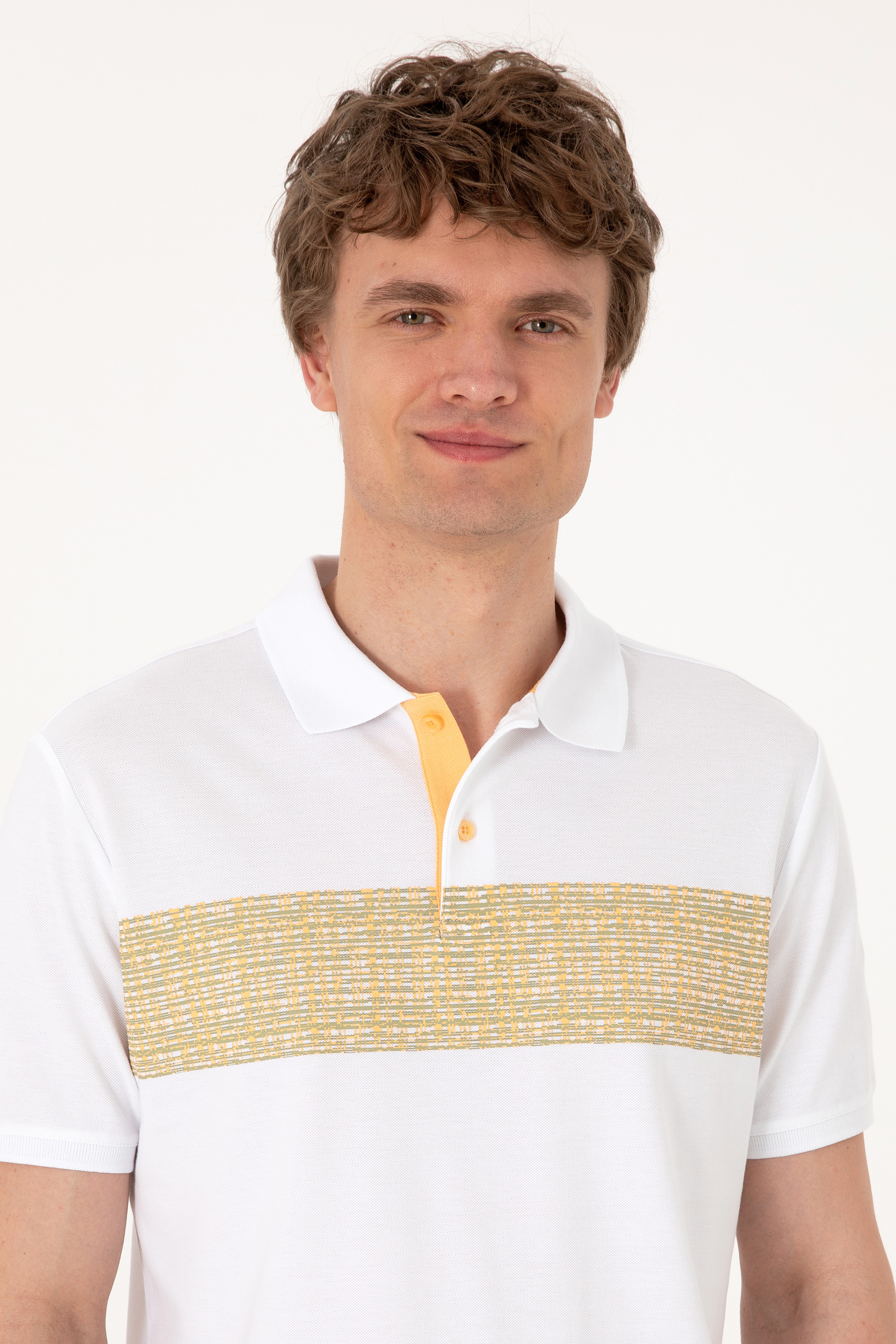 Erkek Regular Fit Polo Yaka Beyaz Tişört - Image 2