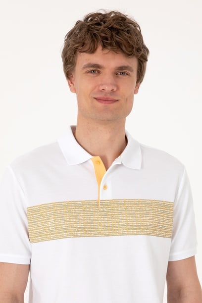Erkek Regular Fit Polo Yaka Beyaz Tişört