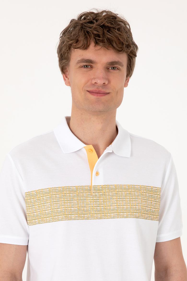 Erkek Regular Fit Polo Yaka Beyaz Tişört - 50306812007