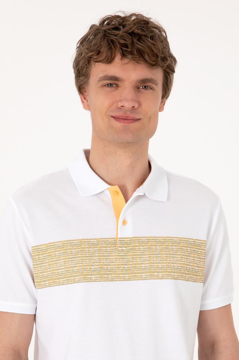 Erkek Regular Fit Polo Yaka Beyaz Tişört