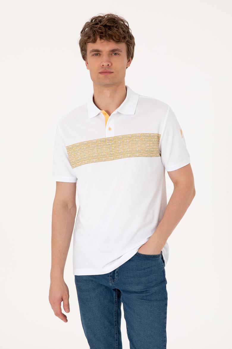 Erkek Regular Fit Polo Yaka Beyaz Tişört