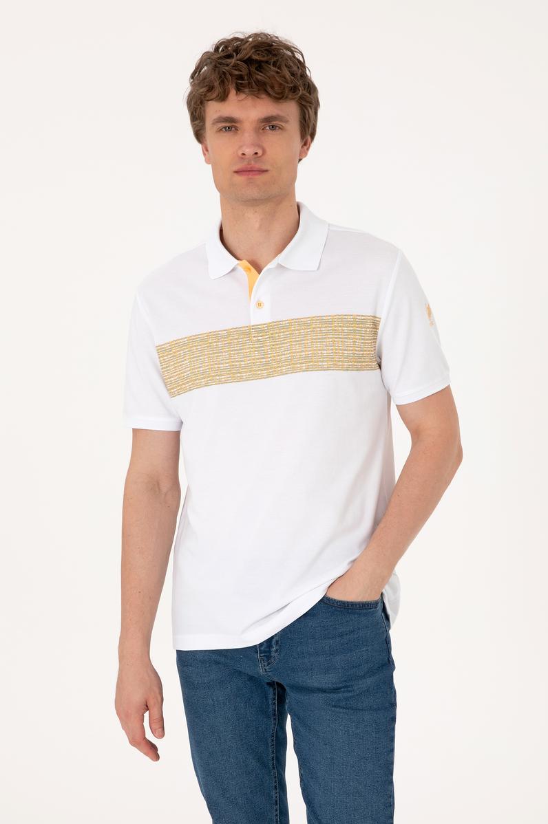 Erkek Regular Fit Polo Yaka Beyaz Tişört