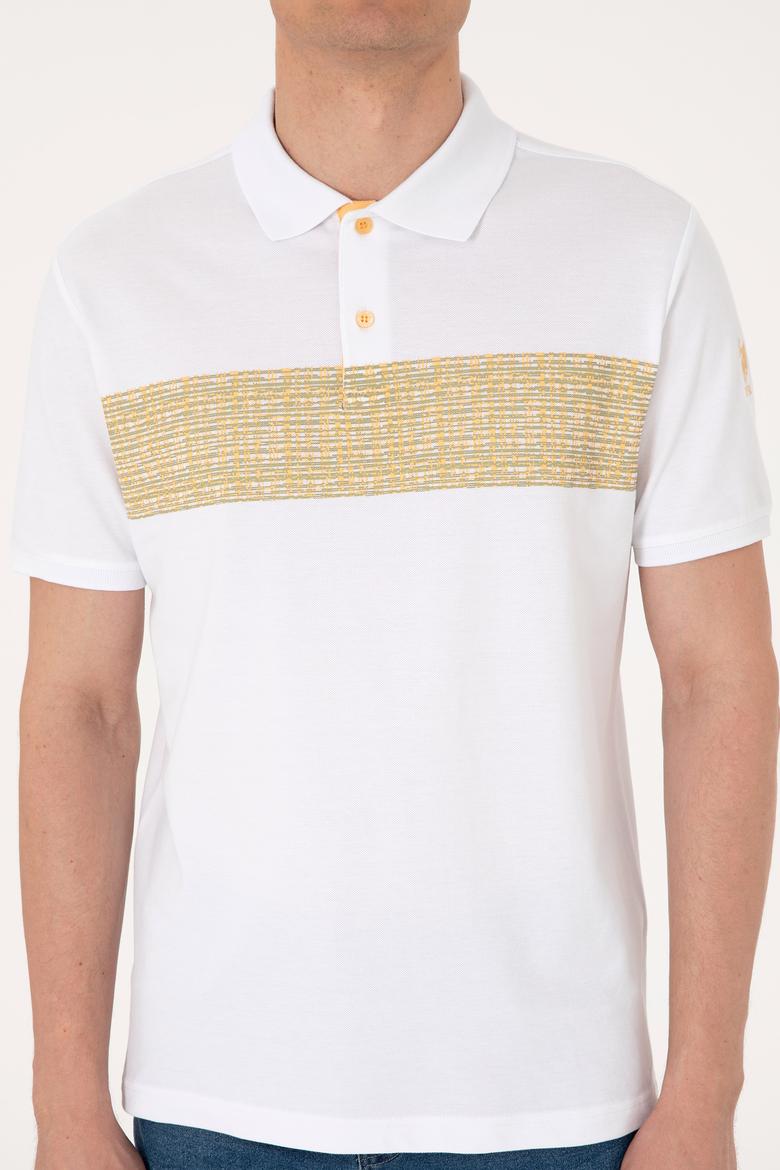 Erkek Regular Fit Polo Yaka Beyaz Tişört - 50306812007