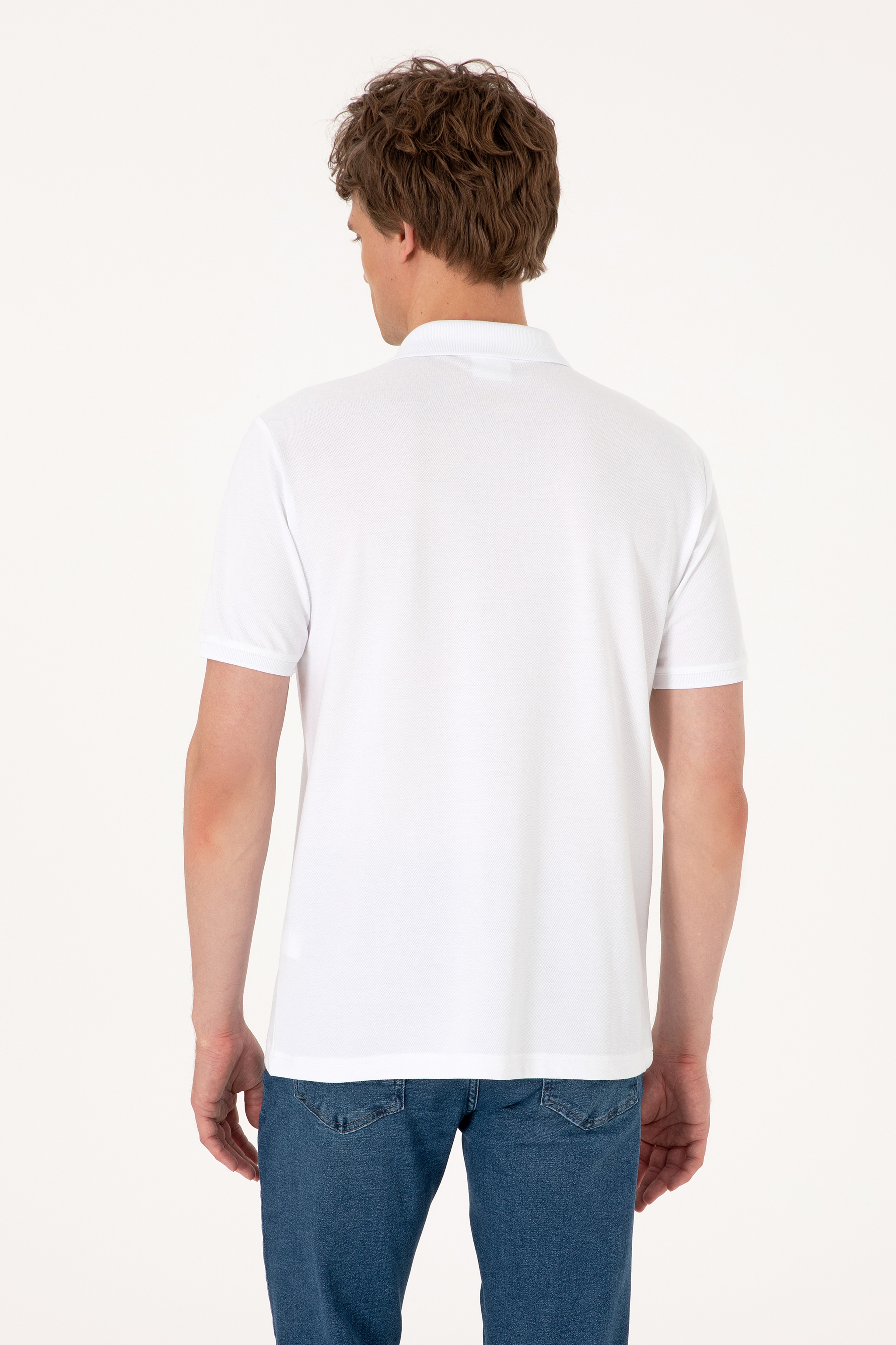 Erkek Regular Fit Polo Yaka Beyaz Tişört