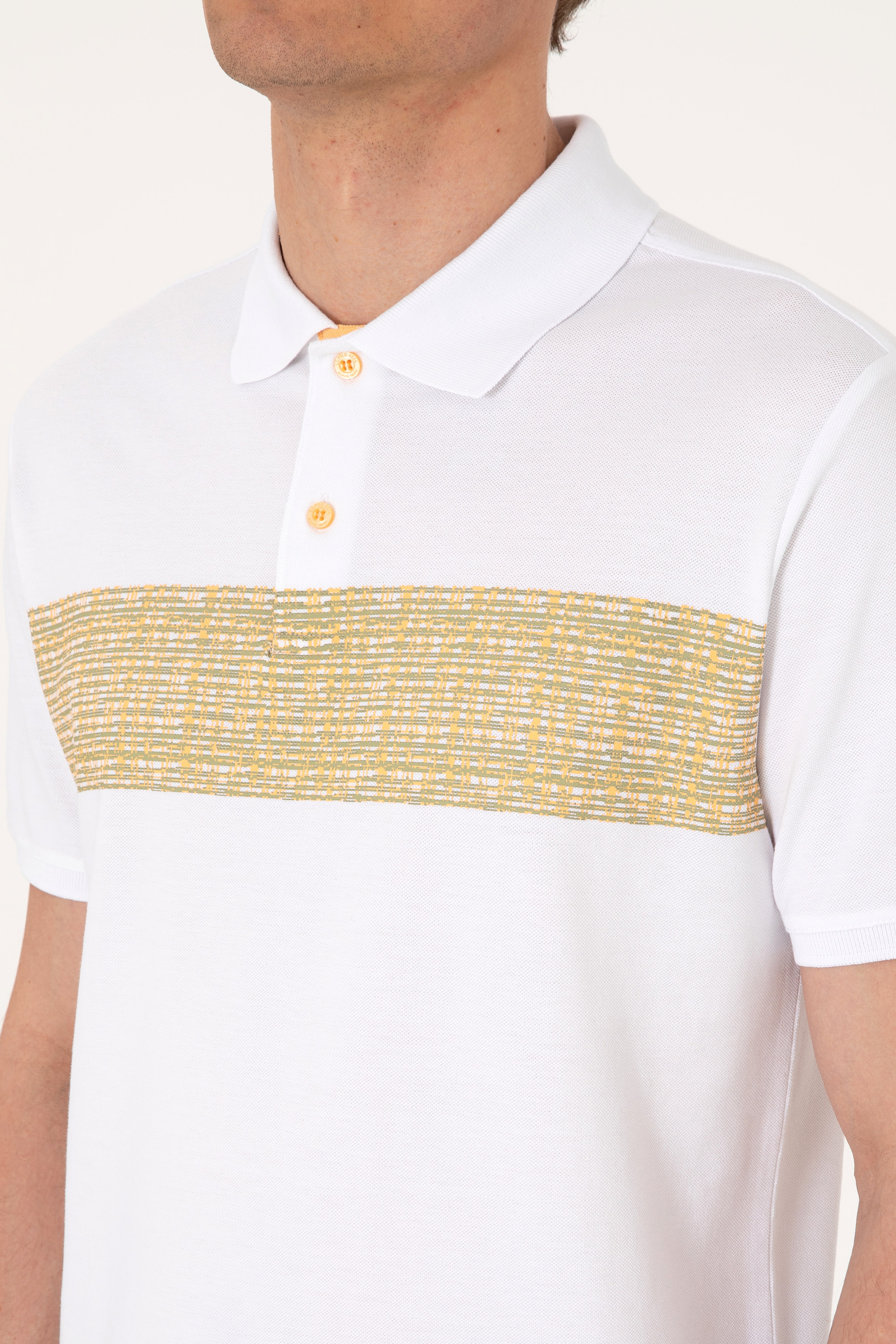 Erkek Regular Fit Polo Yaka Beyaz Tişört - Image 7