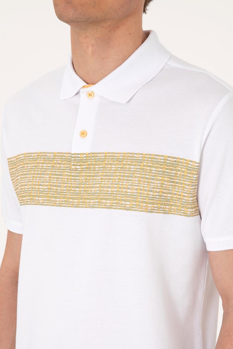Erkek Regular Fit Polo Yaka Beyaz Tişört - 50306812007