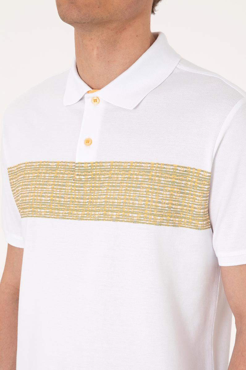 Erkek Regular Fit Polo Yaka Beyaz Tişört