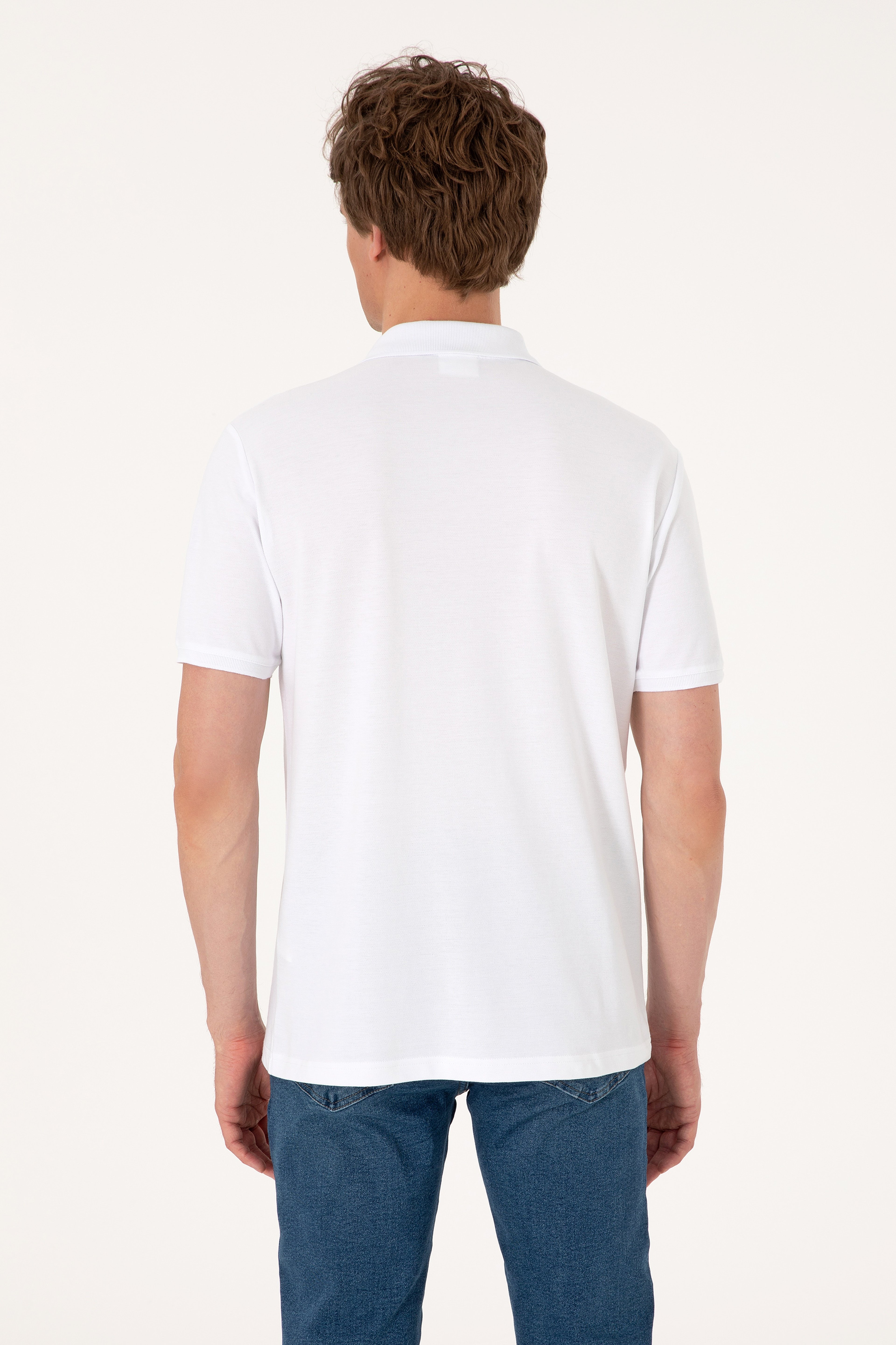 Erkek Regular Fit Polo Yaka Beyaz Tişört