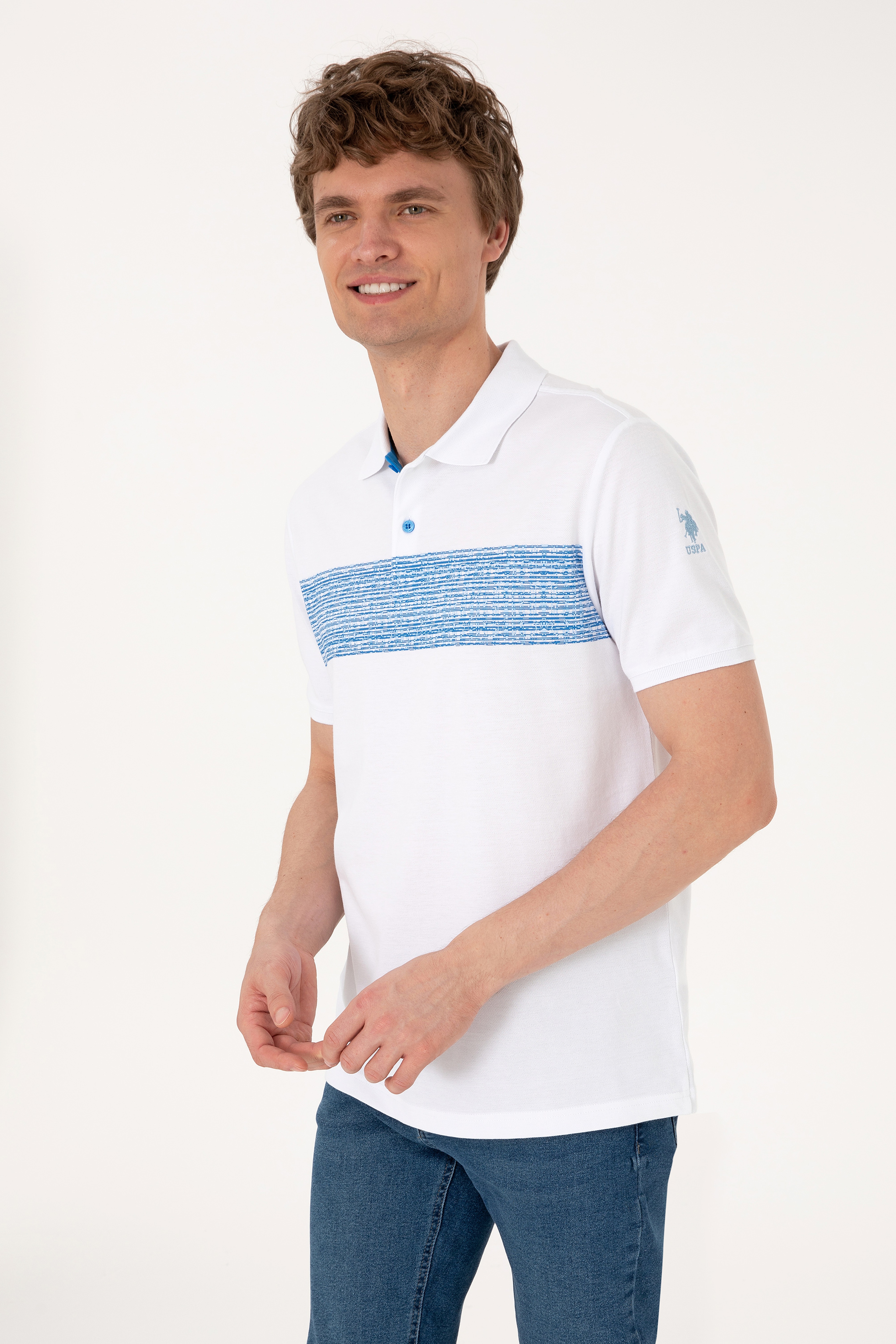 Erkek Regular Fit Polo Yaka Beyaz Tişört