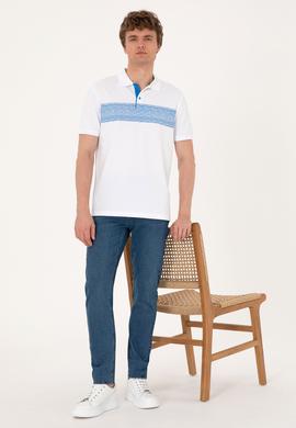 Erkek Regular Fit Polo Yaka Beyaz Tişört - 50306812013