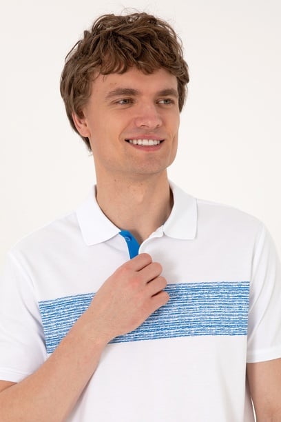 Erkek Regular Fit Polo Yaka Beyaz Tişört