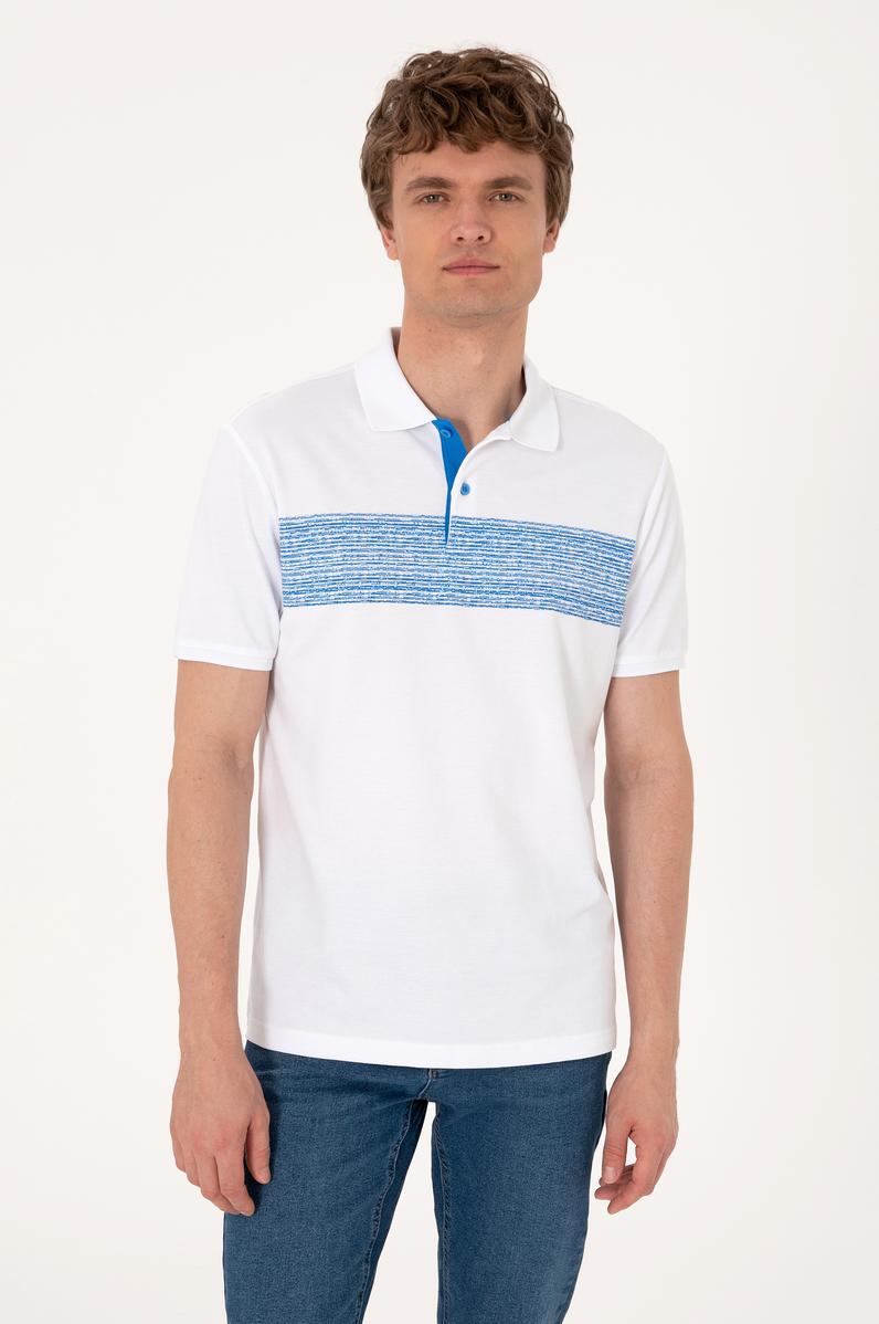 Erkek Regular Fit Polo Yaka Beyaz Tişört