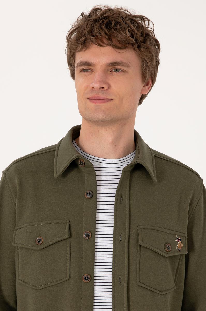 Erkek Haki Örme Gömlek