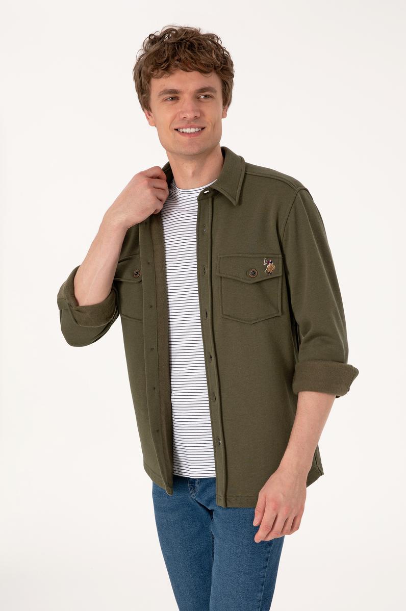 Erkek Haki Örme Gömlek