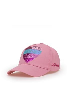 Kız Çocuk Pembe Payet Kalp İşlemeli Şapka - 50312315004