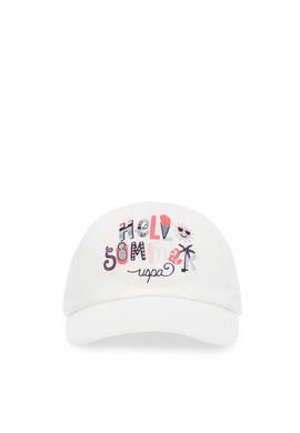 Kız Çocuk Krem Renkli Slogan Baskılı Baskılı Şapka - 50312276002