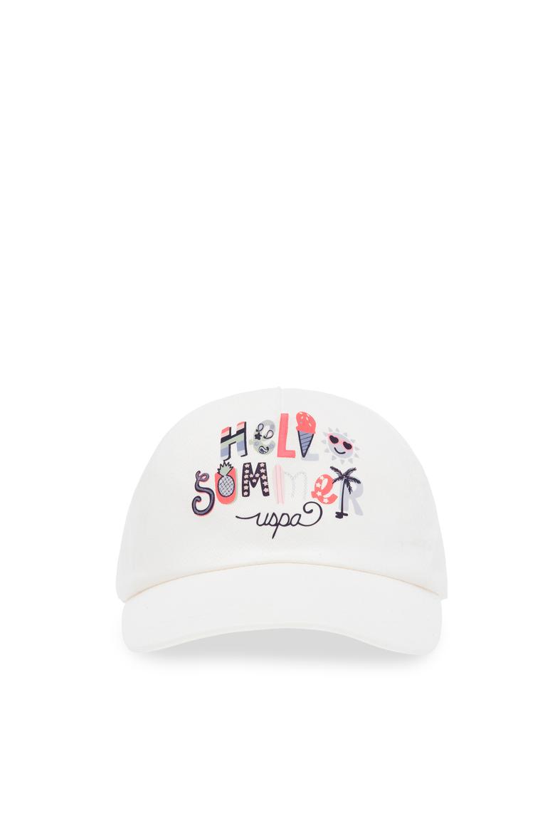 Kız Çocuk Krem Renkli Slogan Baskılı Baskılı Şapka - 50312276002