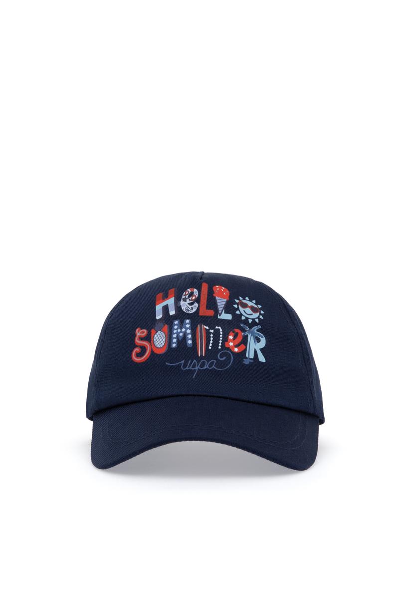 Kız Çocuk Lacivert Renkli Slogan Baskılı Şapka