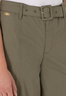 Kadın Koyu Haki Flare Cropped Fit Kanvas Pantolon - 50300262021