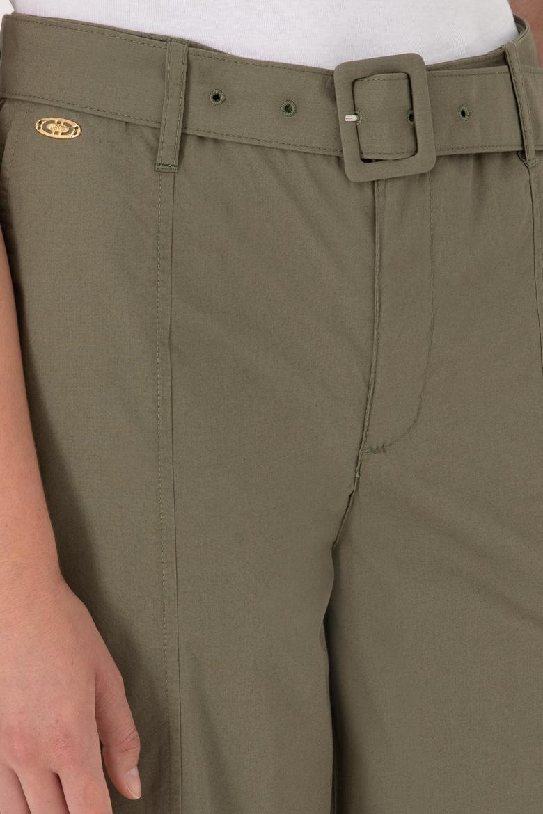 Kadın Koyu Haki Flare Cropped Fit Kanvas Pantolon - 50300262021